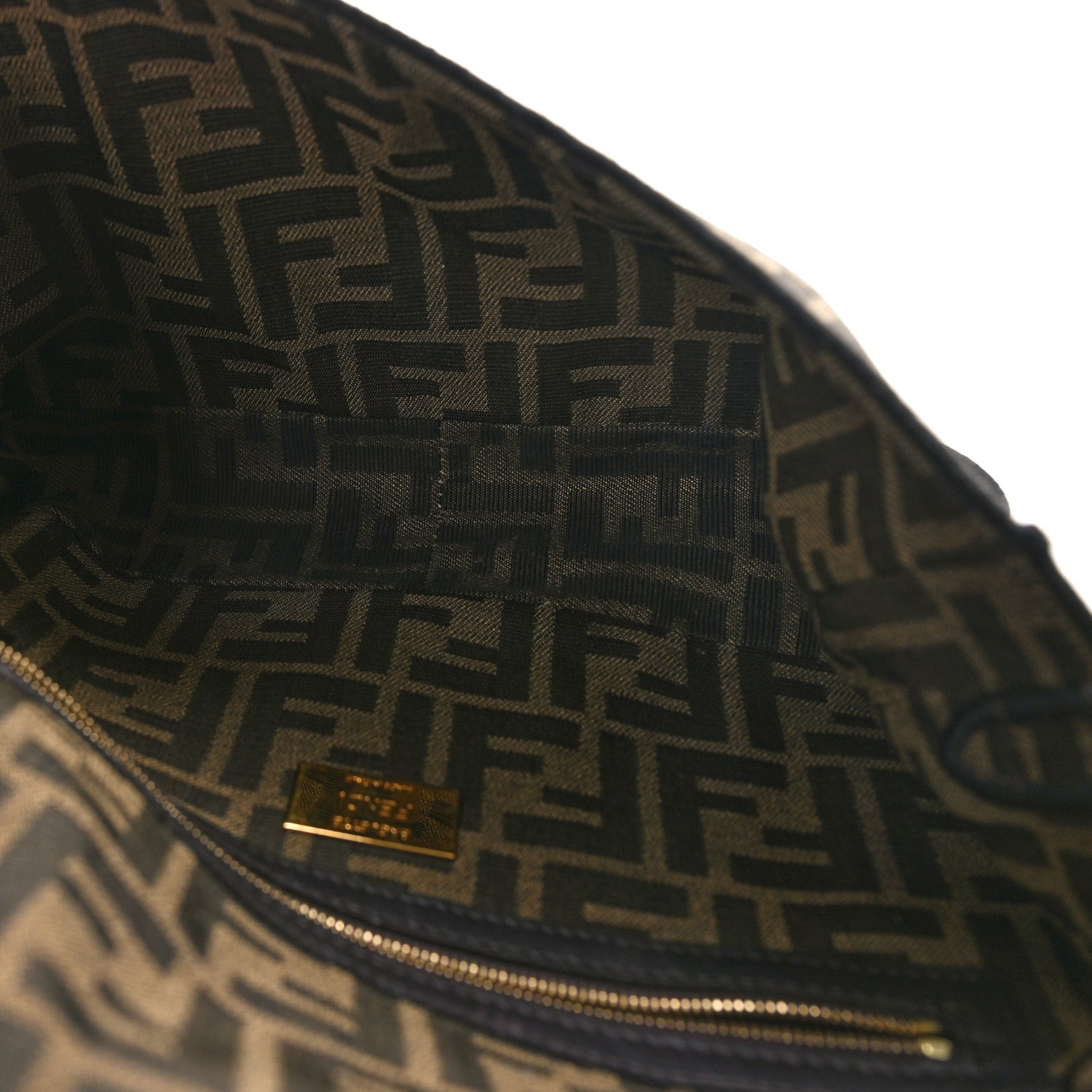 Fendi Fabric Jacquard FF 1974 Medium Baguette Tobacco Moro Black 5 of 9