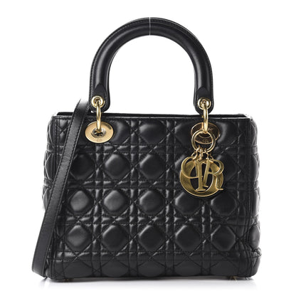 Christian Dior Lambskin Cannage Medium Lady Dior Black 1 of 12