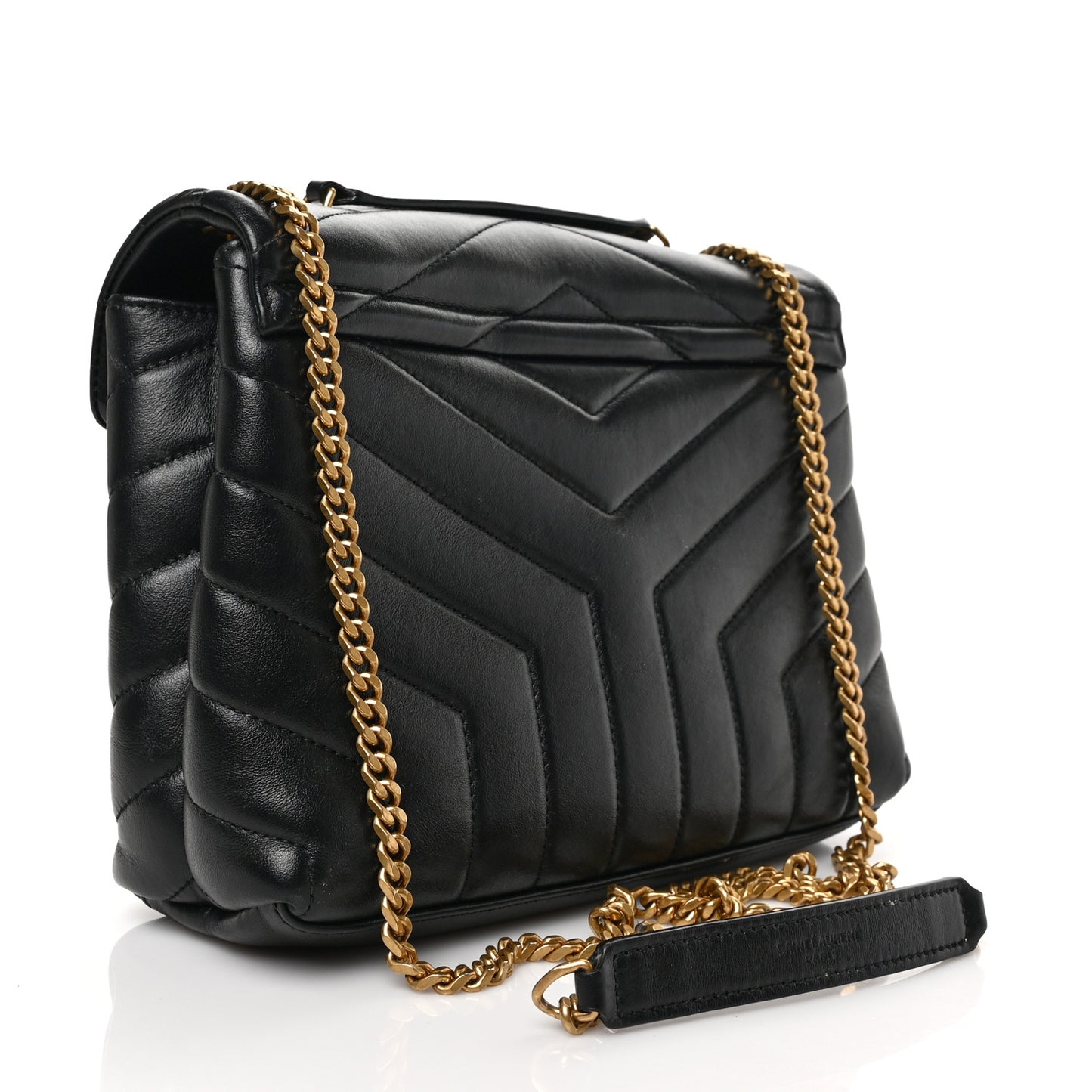 Calfskin Y Quilted Monogram Small Loulou Chain Satchel Black