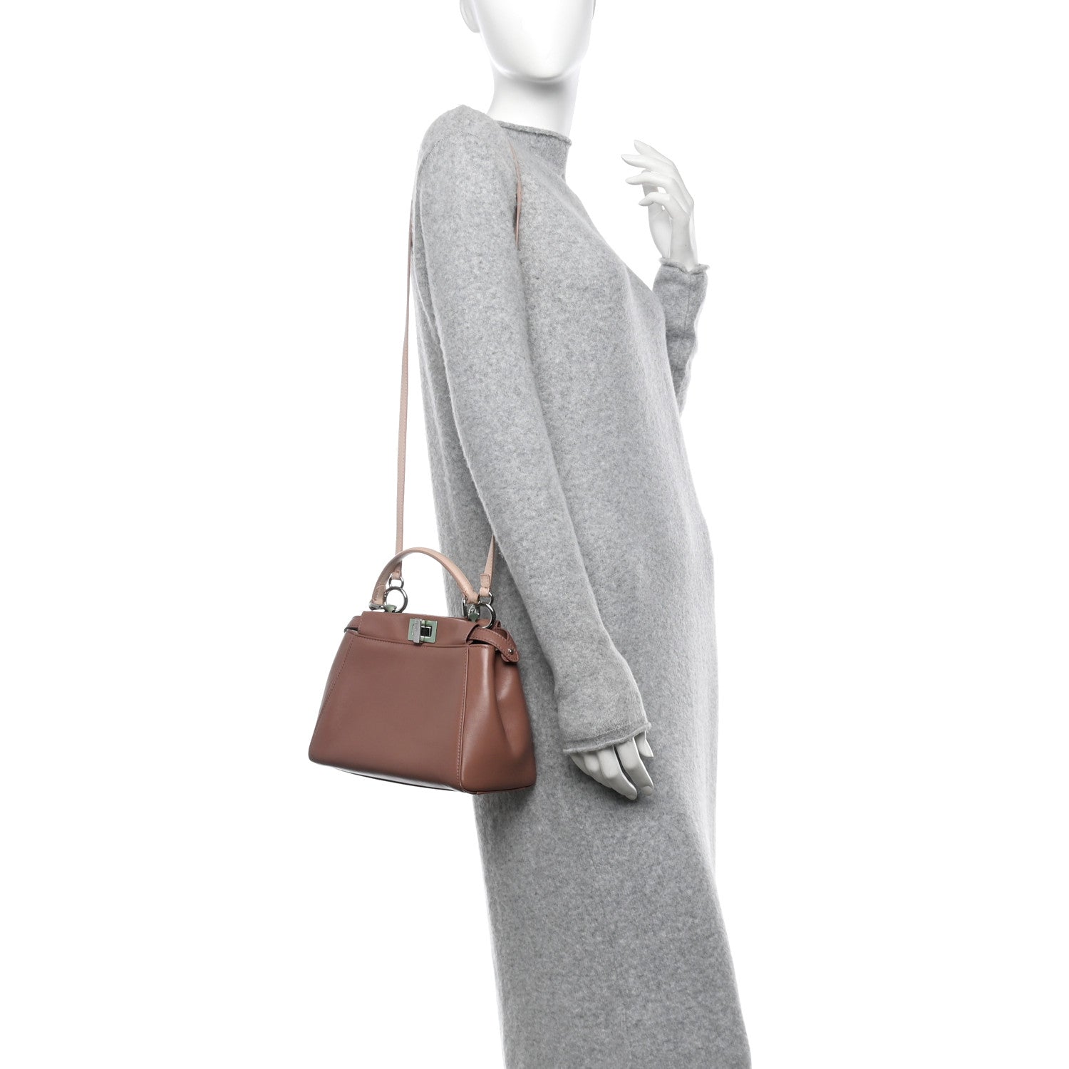 Fendi Nappa Colorblock Mini Peekaboo Iconic Satchel English Rose Plaster Oxigen 2 of 11