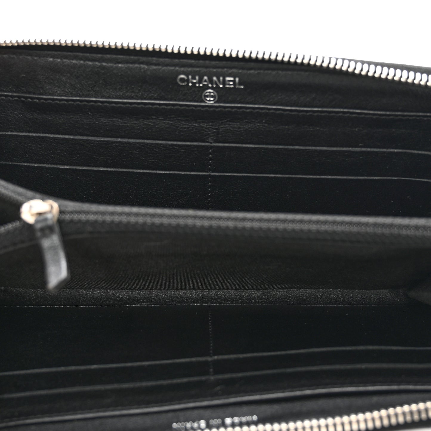 Patent Quilted Brilliant Zip Around Wallet Black