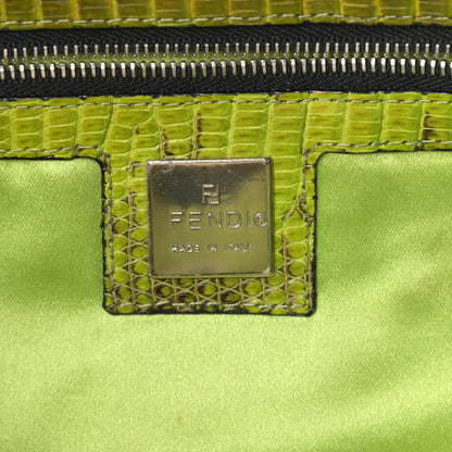 Fendi Canvas Lizard Embroidered Flower Baguette Black Multicolor 6 of 10
