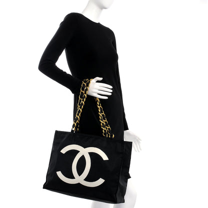 Chanel Canvas Chain Jumbo CC Tote Black 2 of 13
