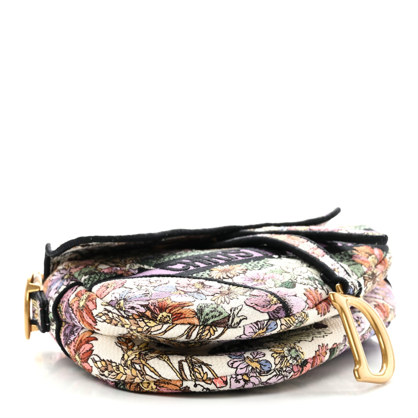 Canvas Embroidered 4 Saisons Été Saddle Bag White Multicolor