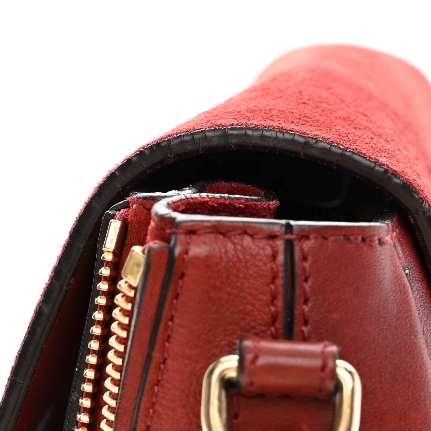 Suede Calfskin Small Faye Backpack Sienna Red