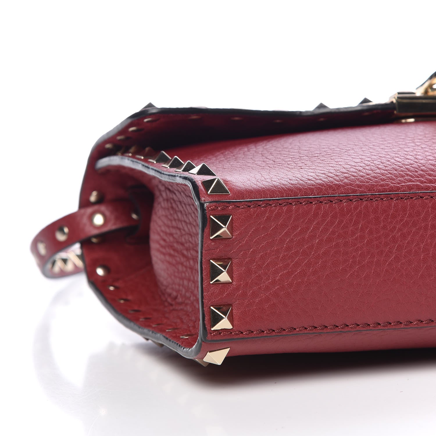 Valentino Garavani Pebbled Calfskin Medium Rockstud Flip Lock Crossbody Bag Red 9 of 10