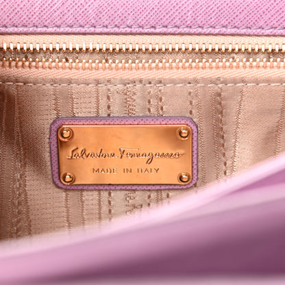Salvatore Ferragamo Saffiano Sandrine Shoulder Bag Purple 9 of 11
