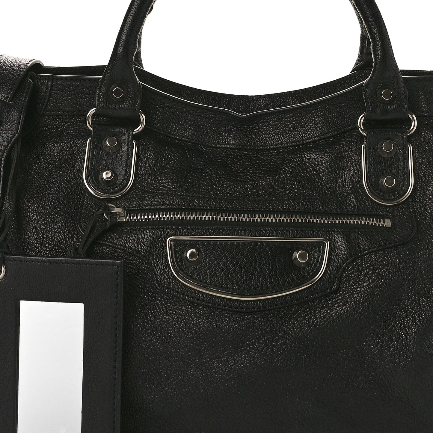 Chevre Silver Metallic Edge Hardware City Black