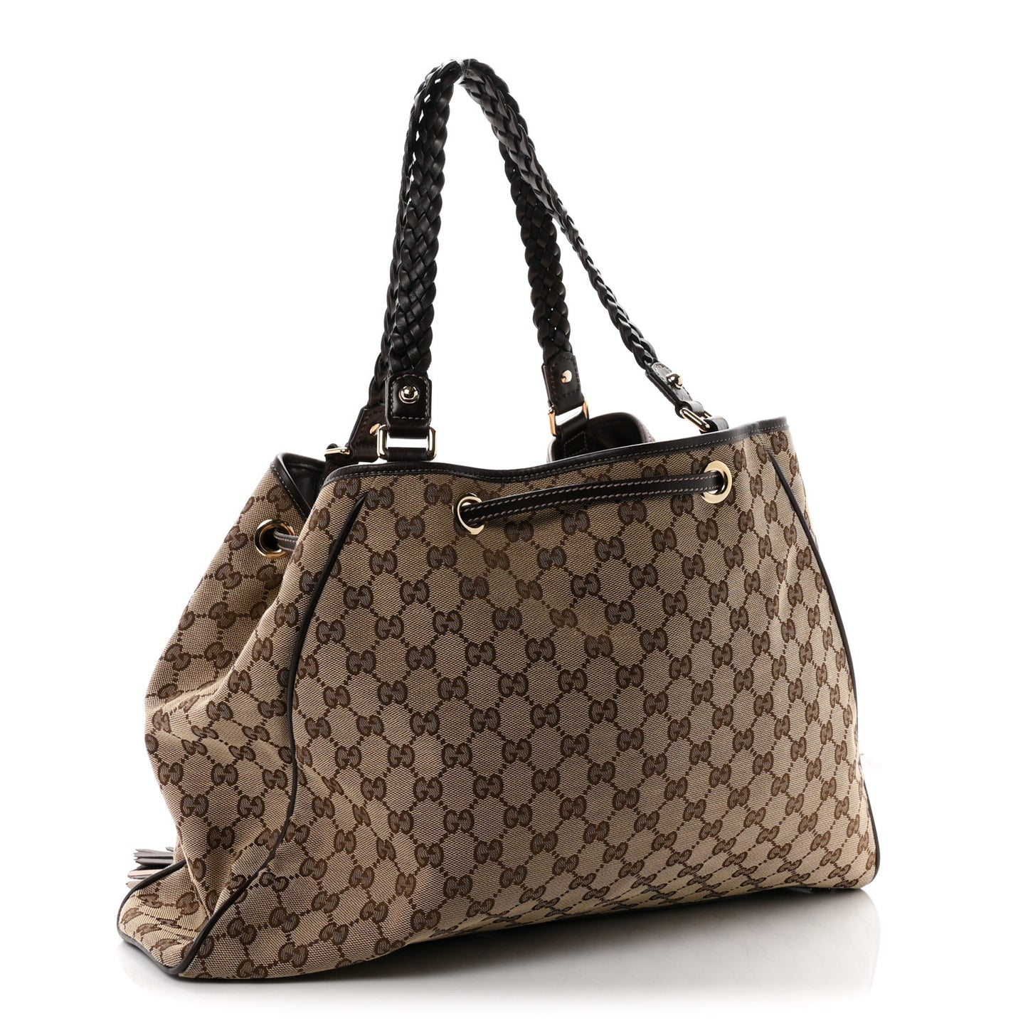 Monogram Peggy Braided Tote Dark Brown