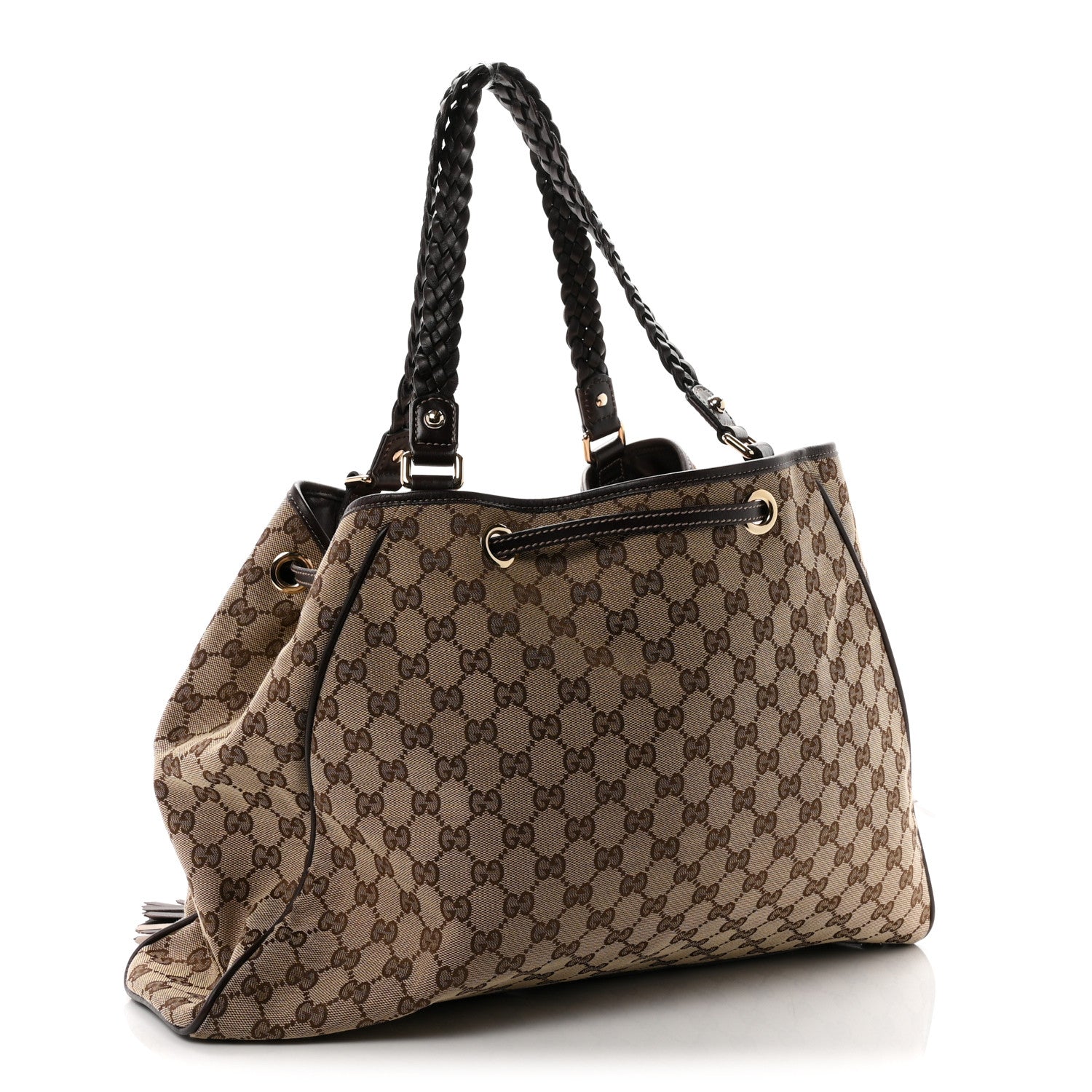 Gucci Monogram Peggy Braided Tote Dark Brown 3 of 10