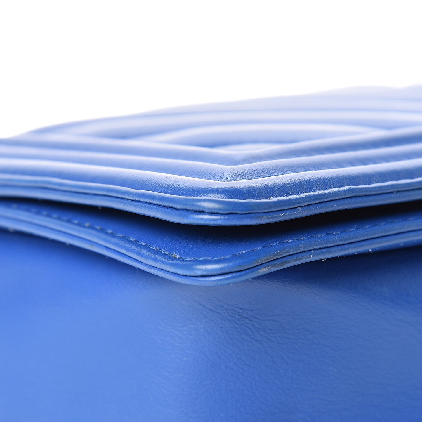 Calfskin Chevron Quilted Medium Boy Flap Blue