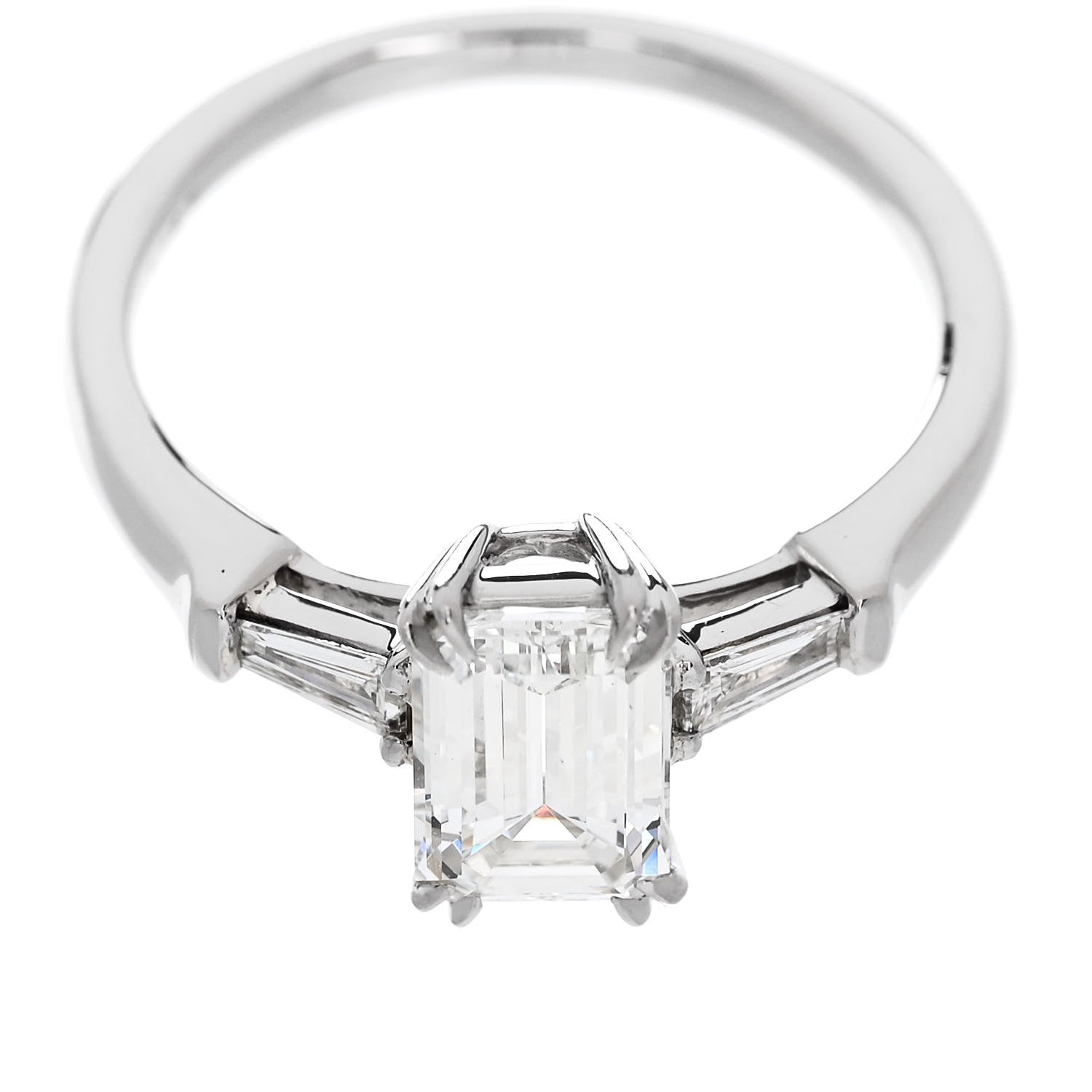 Parker & West by FASHIONPHILE Platinum Diamond 1.157ct Emerald Cut Tapered Baguette Engagement Ring  50 5.25 7 of 10