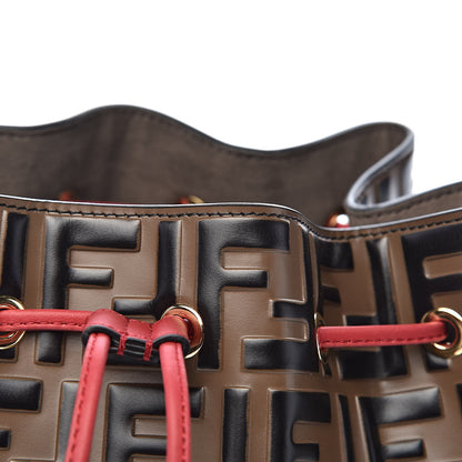 Fendi Vitello Grace F is Fendi Bi-Color FF 1974 Embossed Grande Mon Tresor Bucket Bag Maya Black Fragola 7 of 12