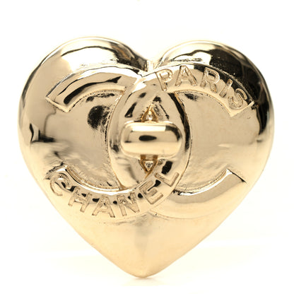Chanel Metal CC Heart Turnlock Brooch Gold 1 of 5