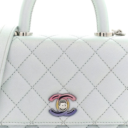 Chanel Iridescent Caviar Quilted Extra Mini Coco Handle Flap Light Blue 8 of 11
