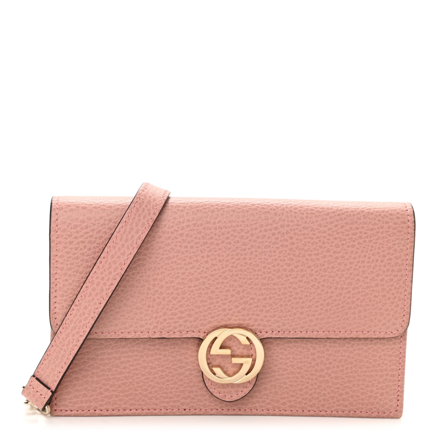 Gucci Dollar Calfskin Interlocking G Chain Wallet Soft Pink 1 of 8