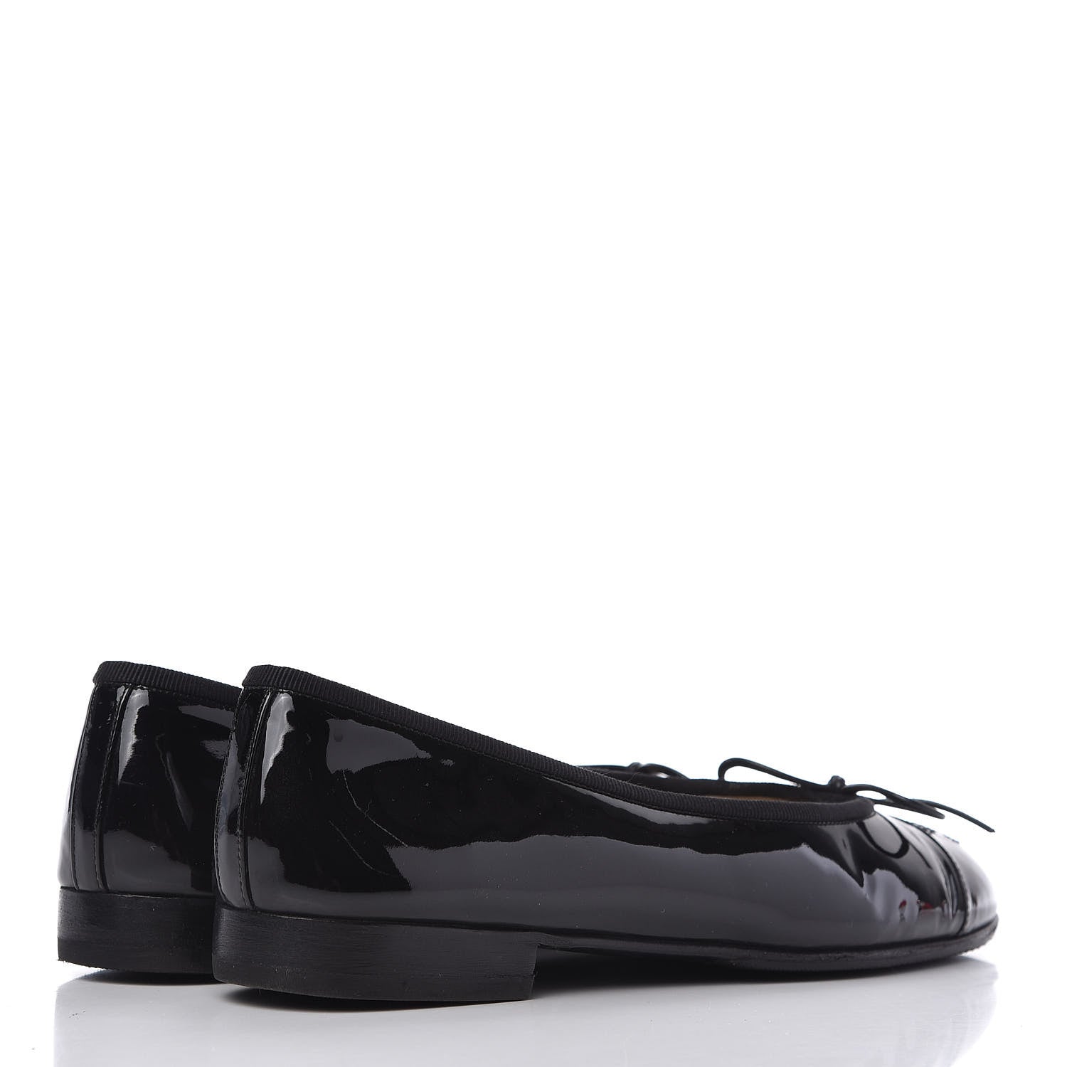 Chanel Patent CC Cap Toe Ballerina Flats 37.5 Black 4 of 9