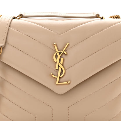 Saint Laurent Calfskin Y Quilted Monogram Small Loulou Chain Satchel Dark Beige 8 of 10