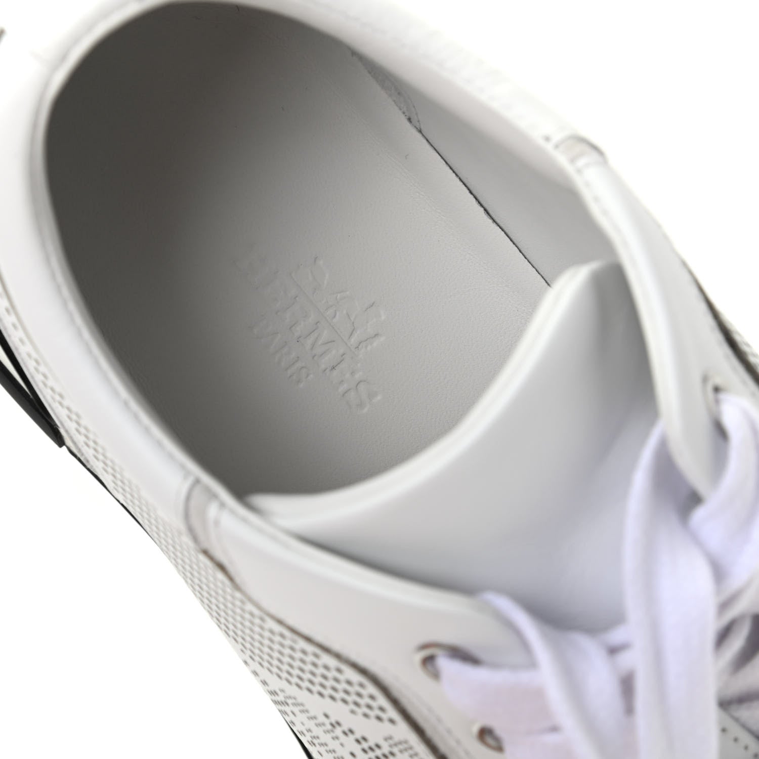 Hermes Perforated Calfskin Goatskin Bi-Color Womens C-Addict Sneakers 36.5 Black White 8 of 11