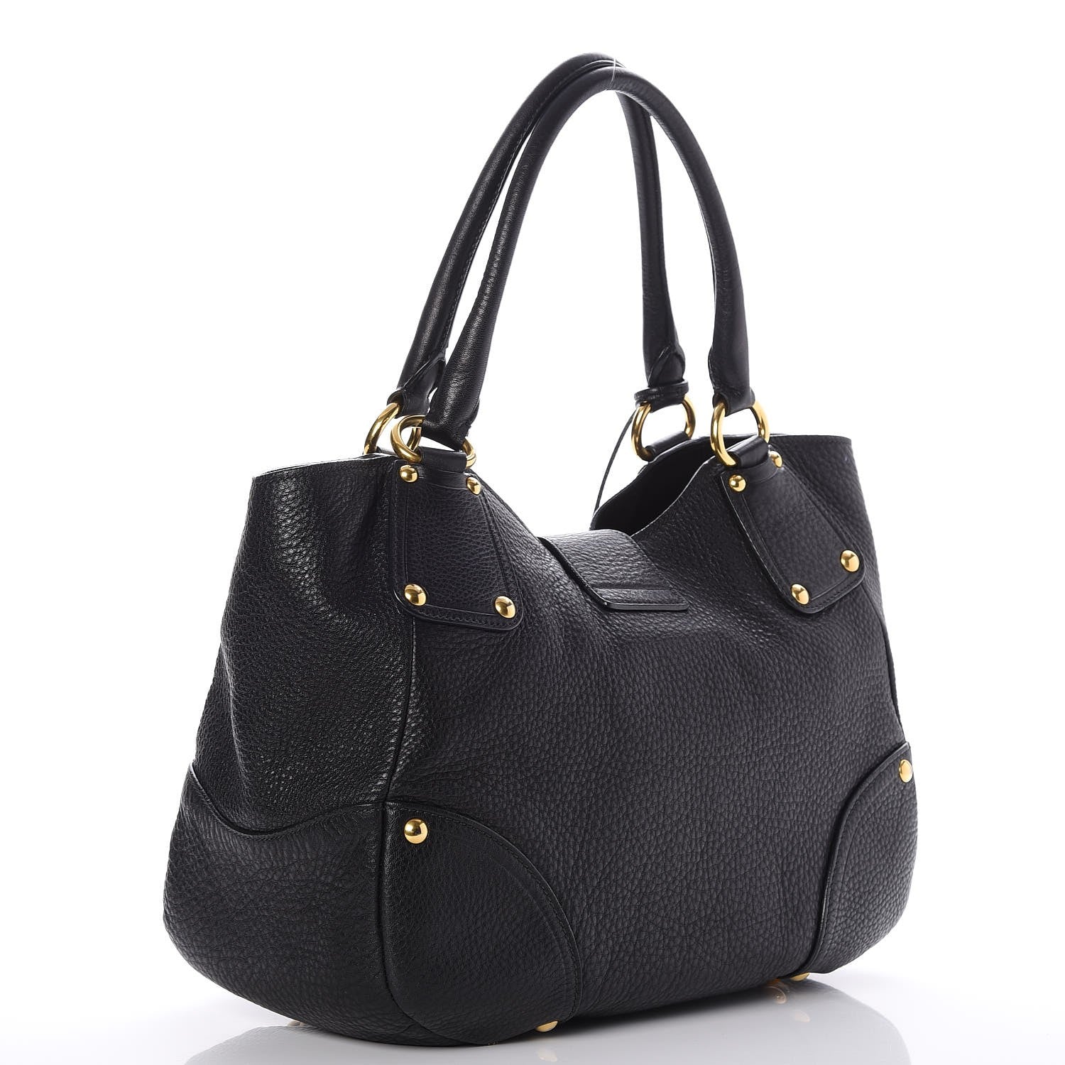 Prada Vitello Daino Pushlock Tote Black 3 of 8