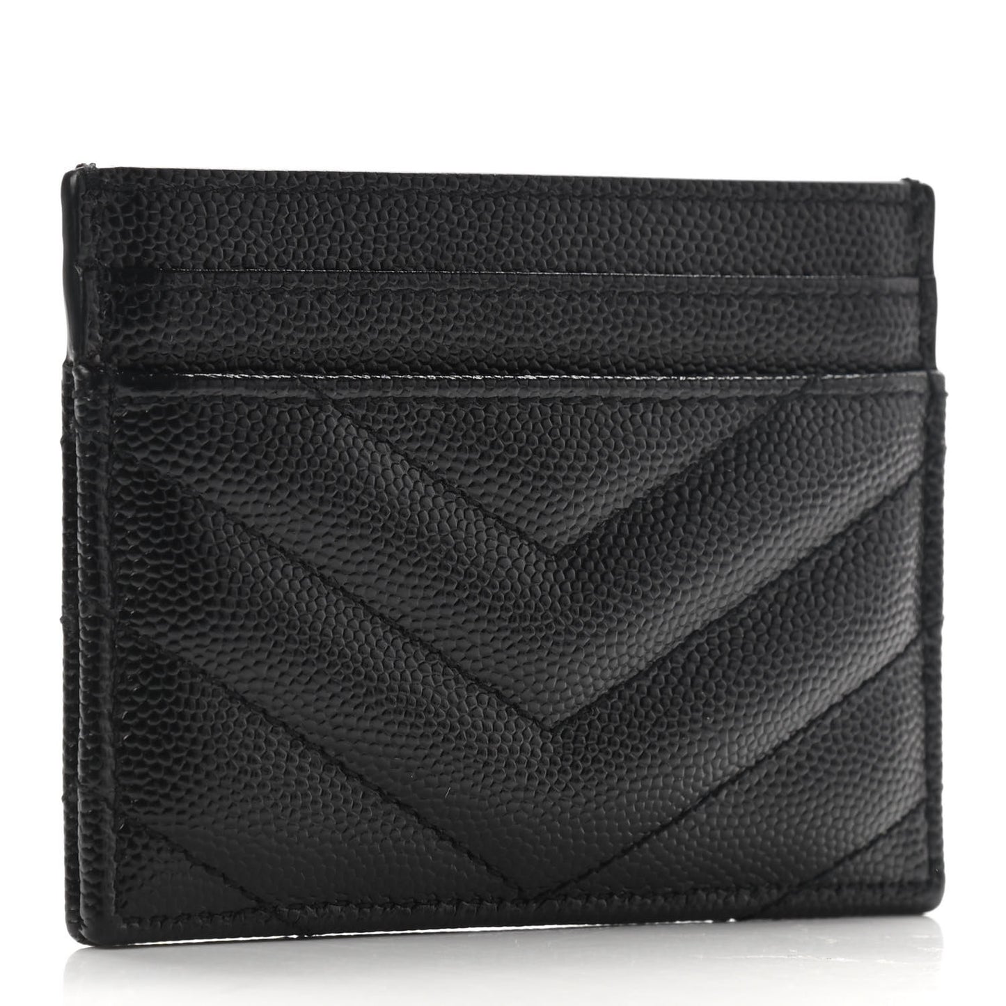 Grain De Poudre Matelasse Chevron Monogram Credit Card Case Black