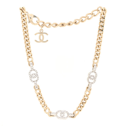Chanel Crystal Chain CC Link Choker Gold Silver 3 of 4