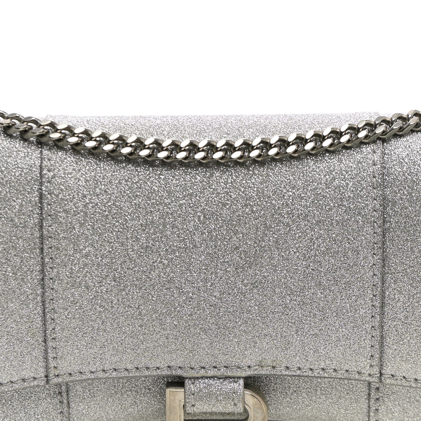 Sparkling Fabric XS Hourglass Wallet On Chain Silver