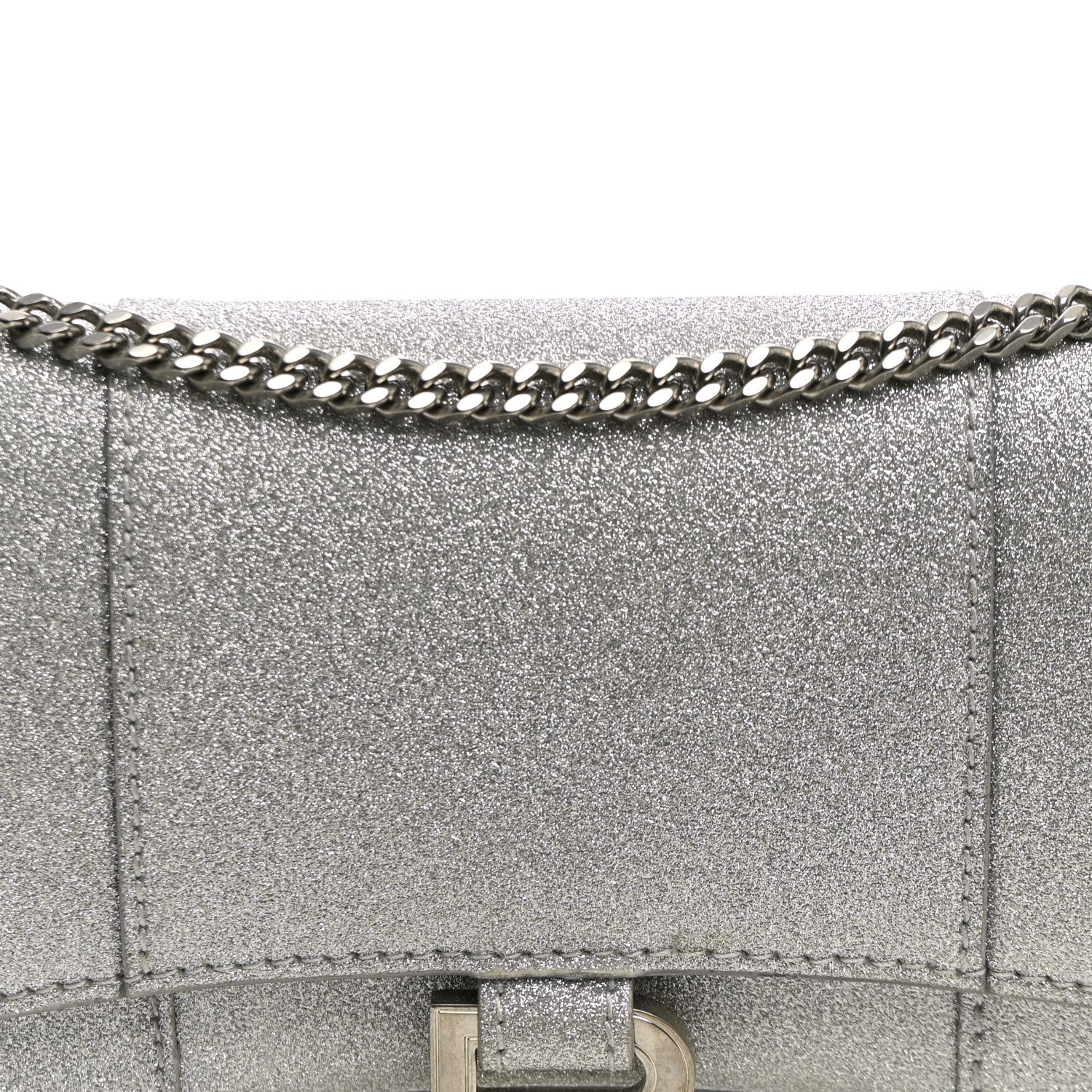 Balenciaga Sparkling Fabric XS Hourglass Wallet On Chain Silver 7 of 9