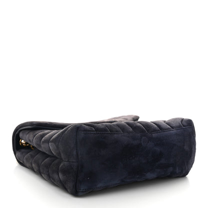 Saint Laurent Suede Calfskin Y Quilted Monogram Small Loulou Chain Satchel Deep Marine 4 of 11