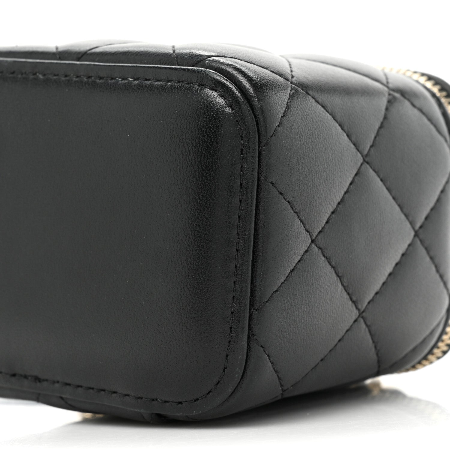 Chanel Lambskin Quilted Top Handle Mini Vanity Case With Chain Black 8 of 11