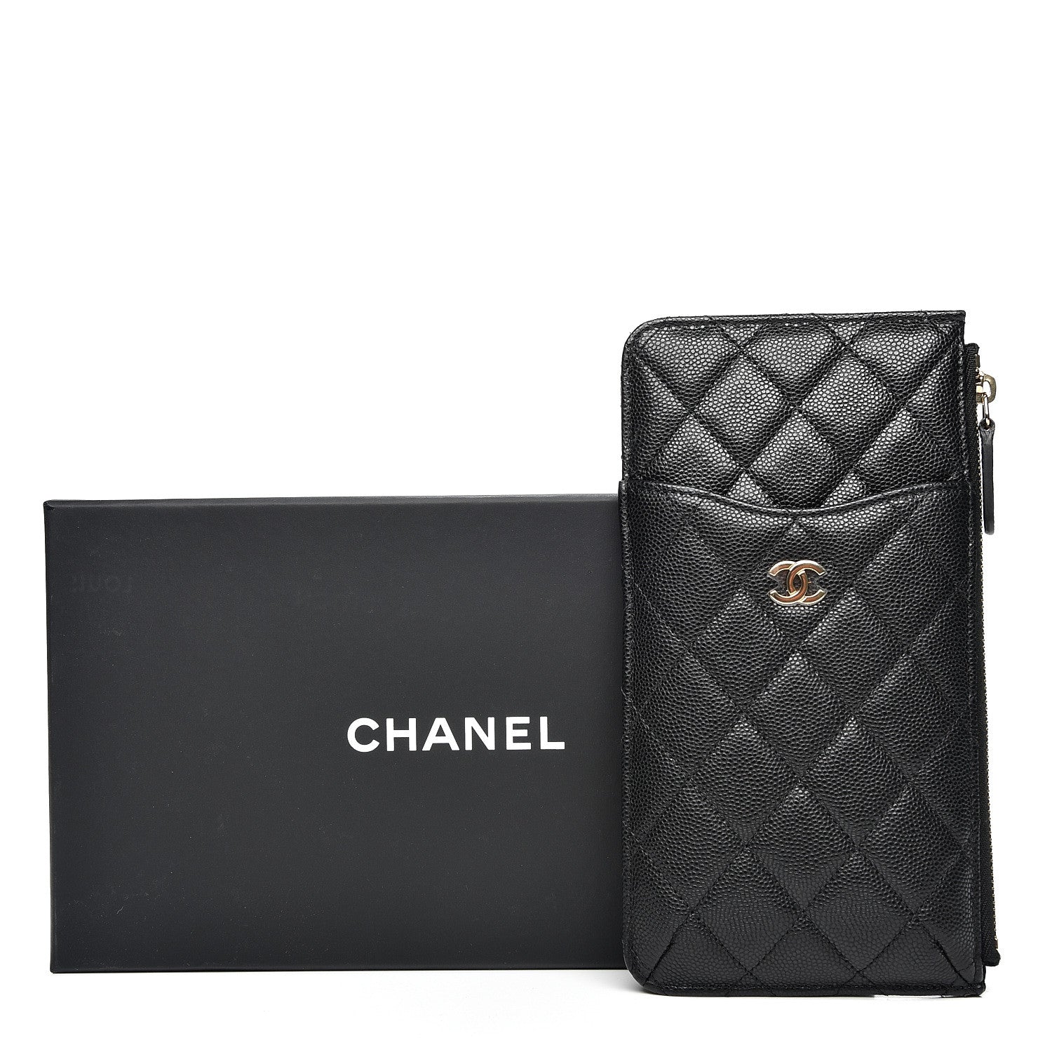 Chanel Caviar Quilted Classic Flat Wallet Pouch Black 12 of 13