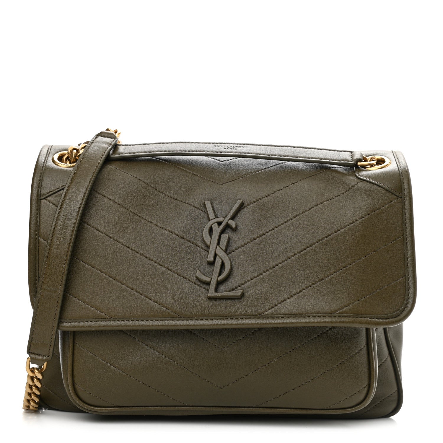 Saint Laurent Lambskin Matelasse Monogram Medium Niki Chain Satchel Seaweed 1 of 11