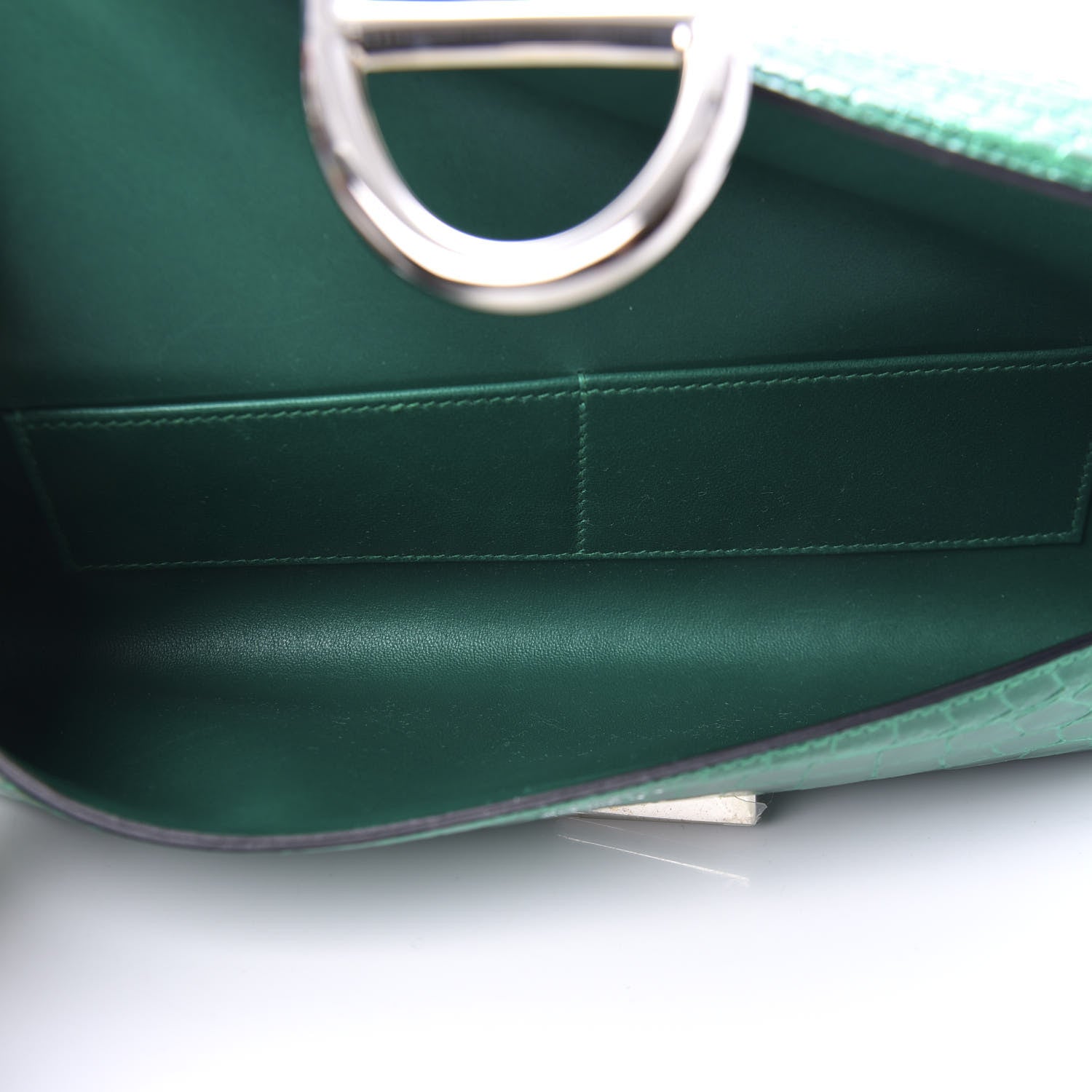 Hermes Shiny Niloticus Crocodile Egee Clutch Vert Emeraude 5 of 8