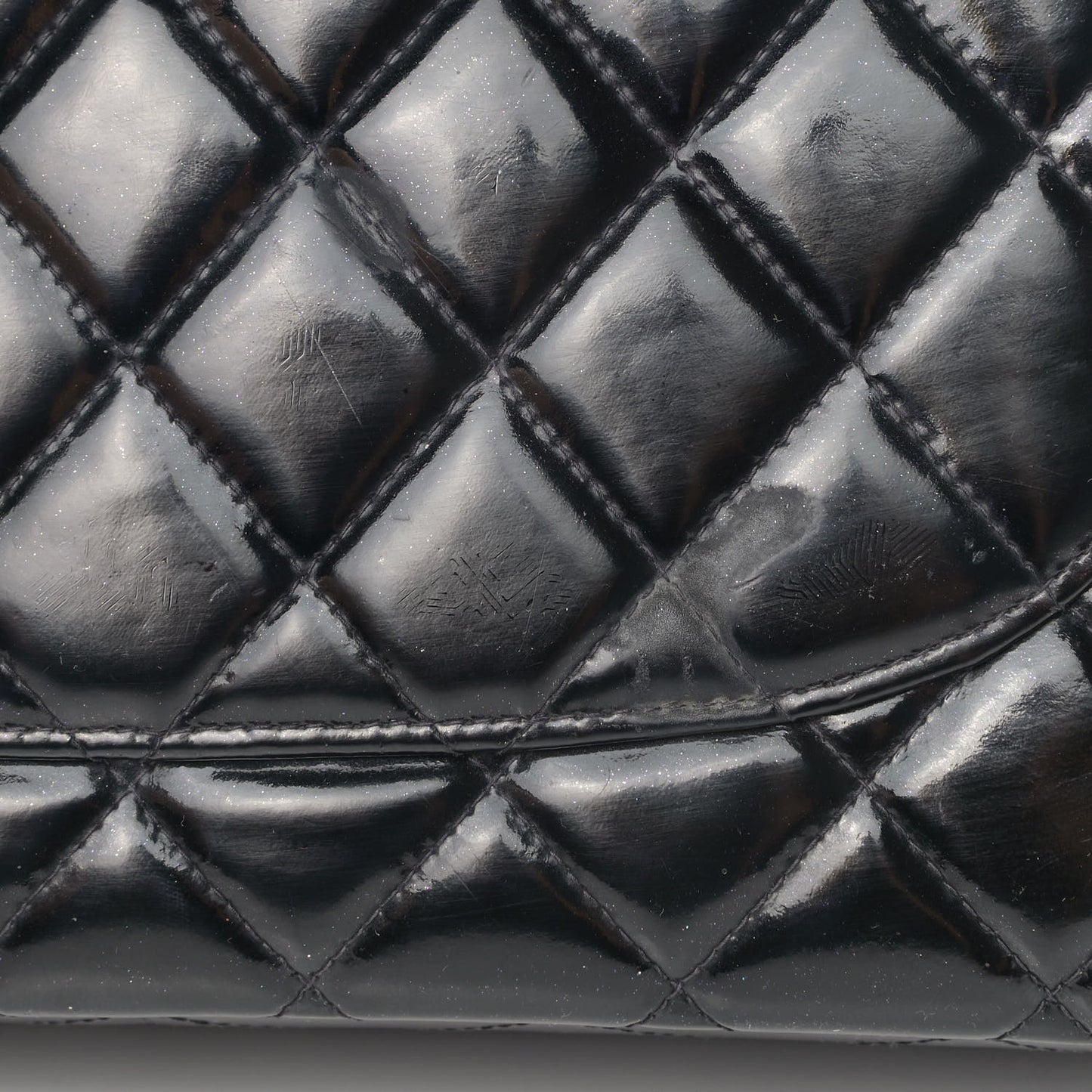 Patent Quilted XL Jumbo Single Flap Black