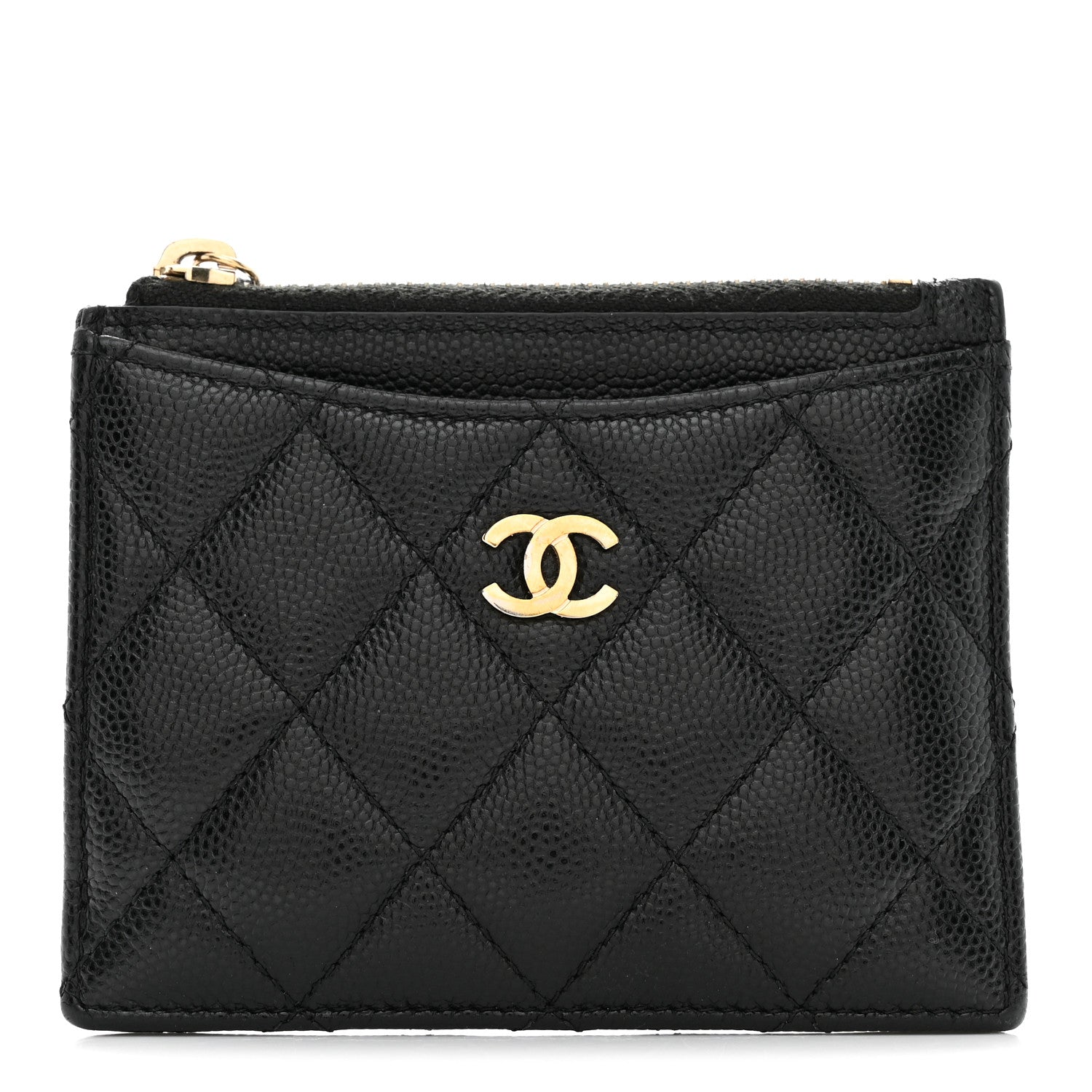 Chanel Caviar Quilted CC Zip Card Holder Black 1 of 8