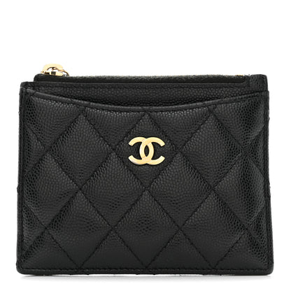 Chanel Caviar Quilted CC Zip Card Holder Black 1 of 8