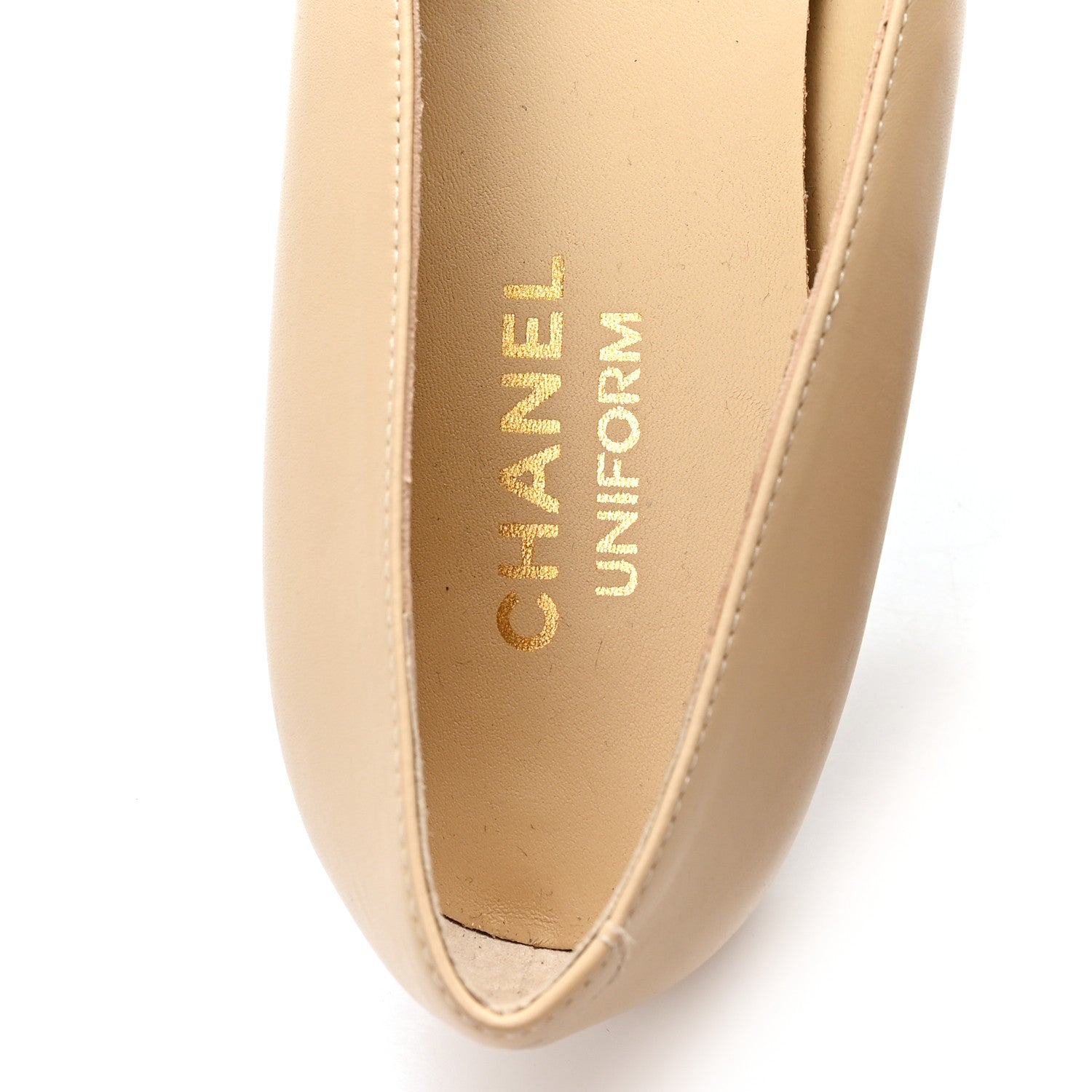 Chanel Lambskin Cap Toe CC Uniform Ballerina Flats 40.5 Beige Black 8 of 9