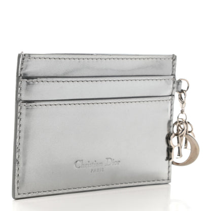 Christian Dior Metallic Patent Micro-Cannage Lady Dior Card Holder Silver 3 of 7