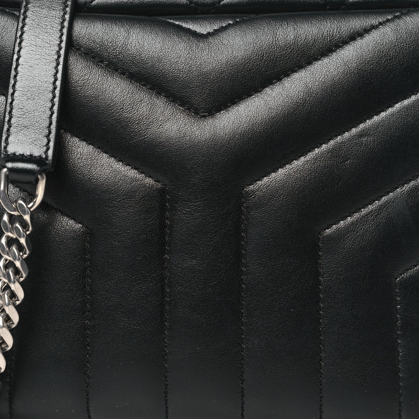 Calfskin Y Quilted Monogram Small Loulou Bowling Bag Black