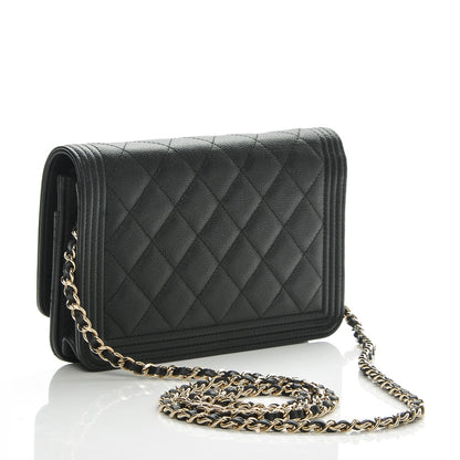 Chanel Caviar Quilted Boy Wallet On Chain WOC Black 3 of 8