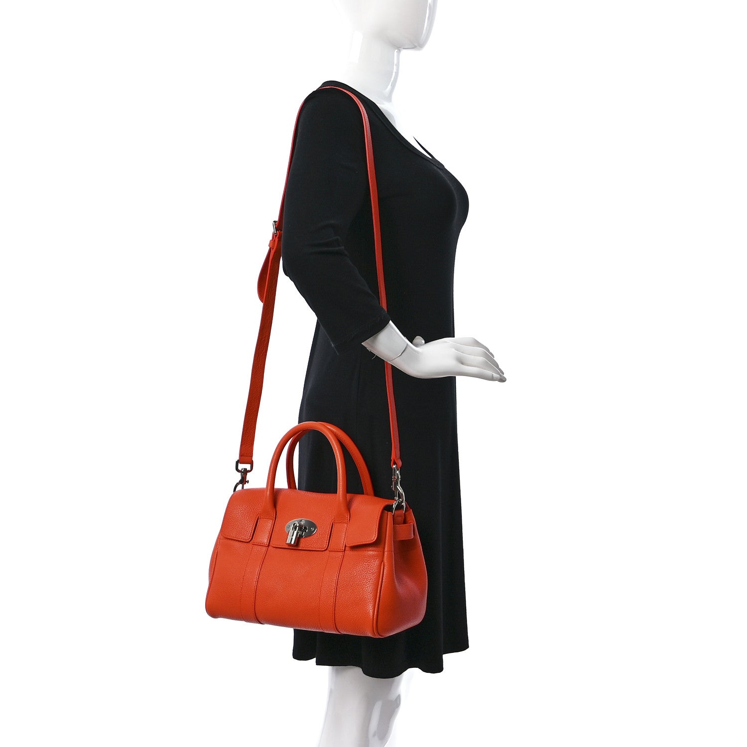 Mulberry Classic Grain Small Bayswater Satchel Mandarin 2 of 13