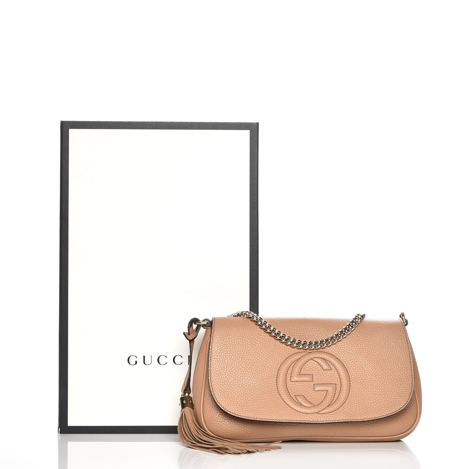 Gucci Pebbled Calfskin Medium Soho Flap Crossbody Camelia 9 of 9