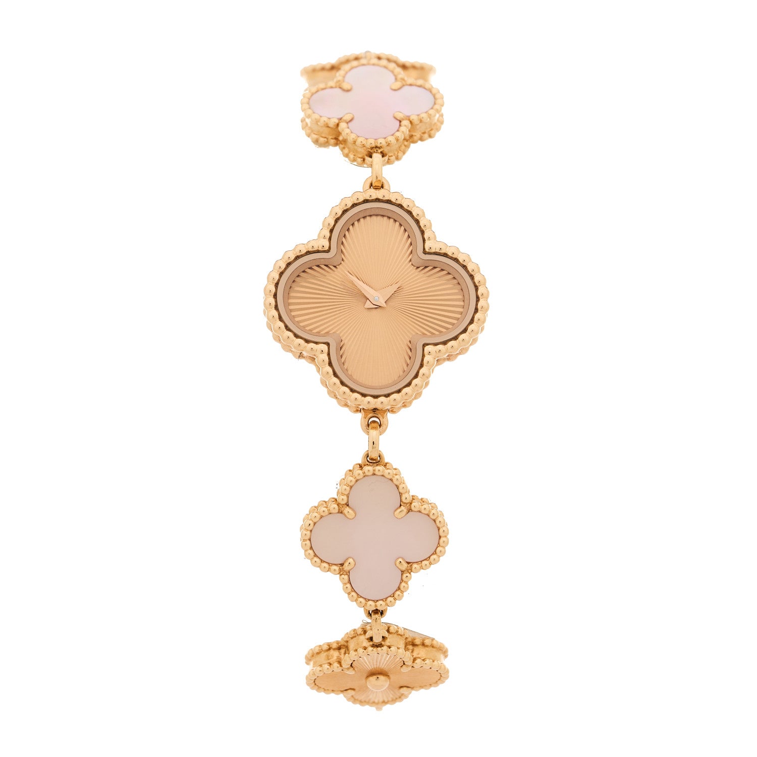 Van Cleef & Arpels 18K Rose Gold Mother of Pearl Guilloche 23mm Sweet Alhambra Quartz Watch 1 of 5