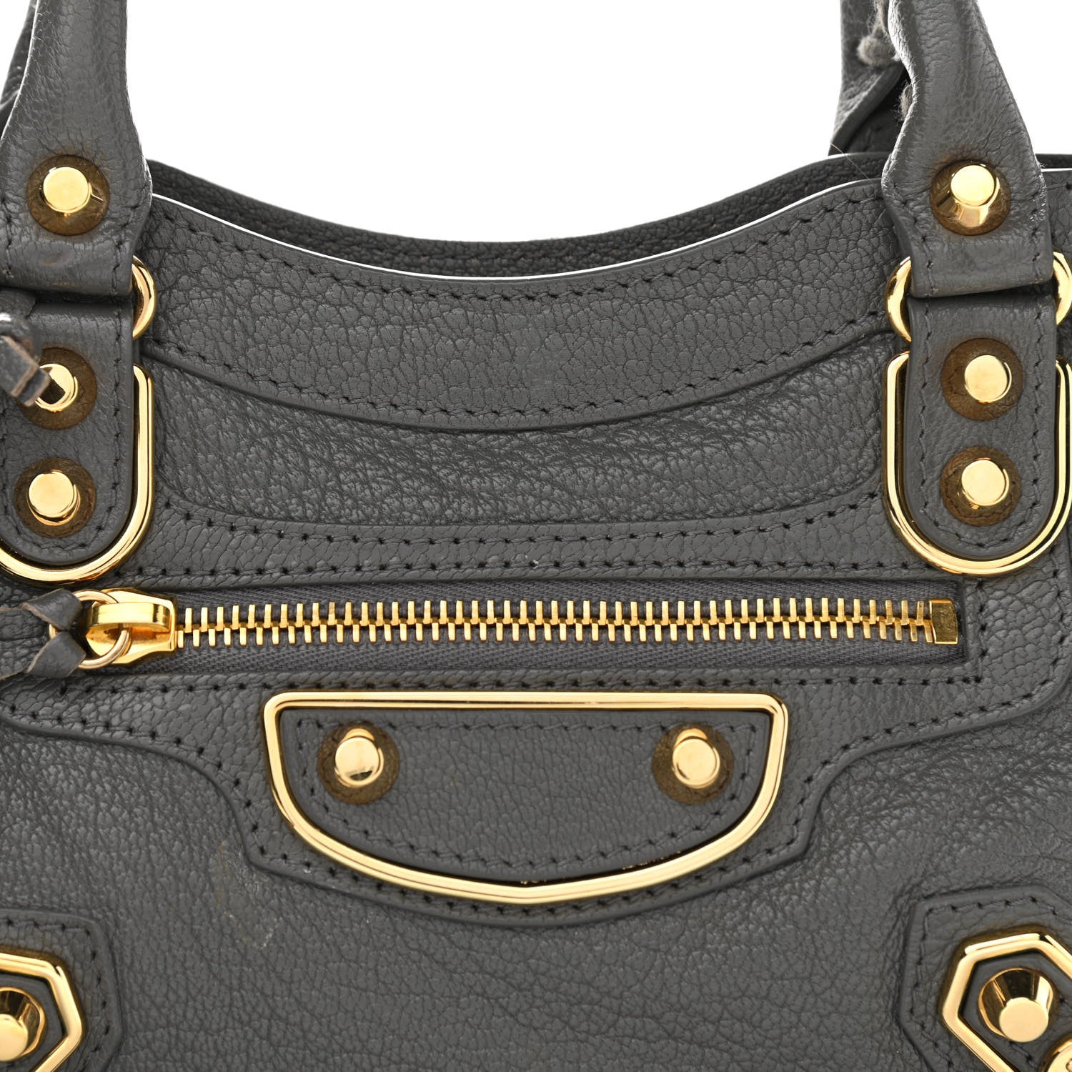 Balenciaga Chevre Gold Metallic Edge Hardware Mini City Gris Acier 8 of 11