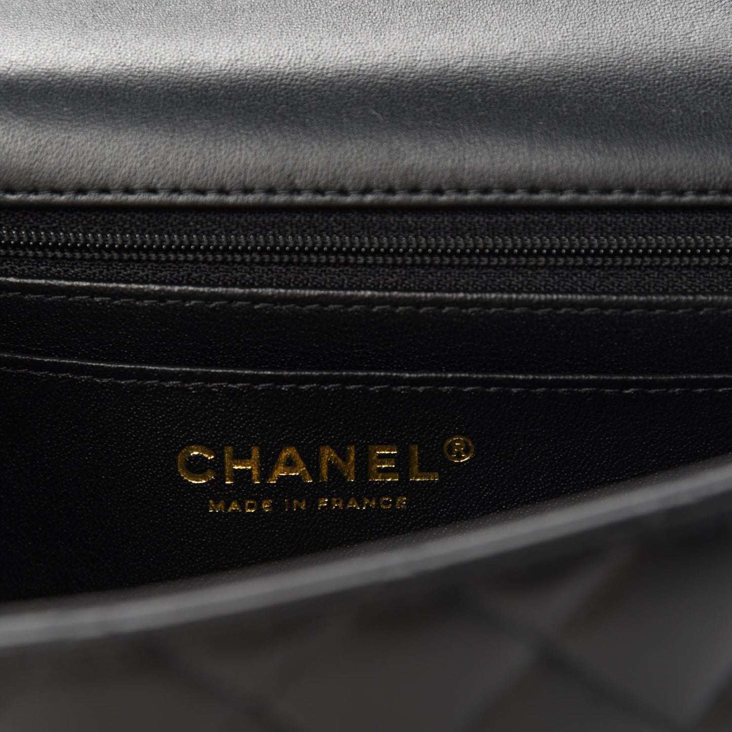 Lambskin Quilted Mini Top Handle Rectangular Flap Black
