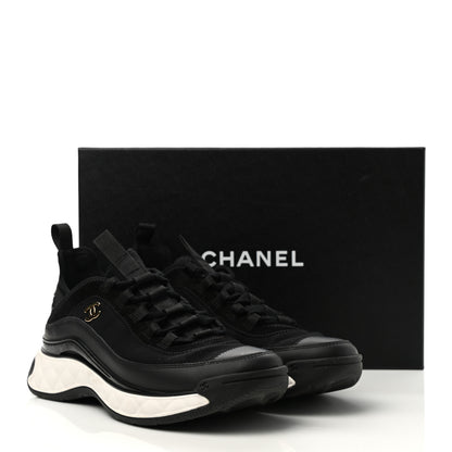 Chanel Velvet Calfskin Mixed Fibers CC Sneakers 38.5 Black 11 of 11