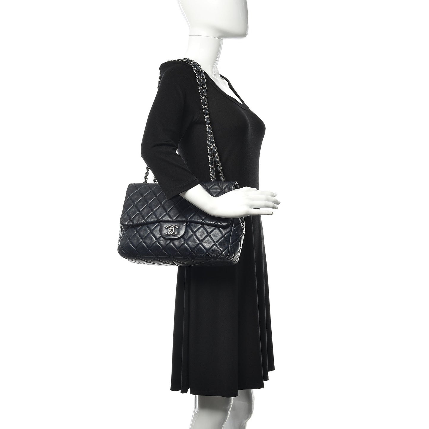 Lambskin Quilted Jumbo Single Flap Blue