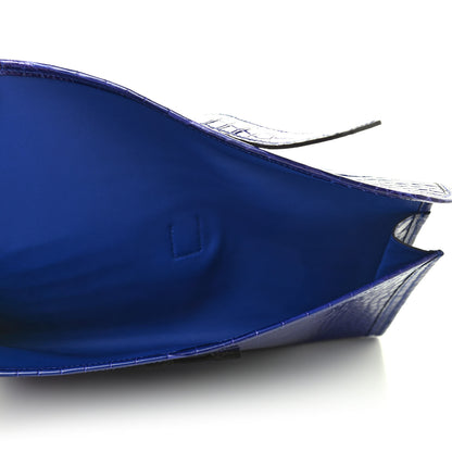 Hermes Shiny Porosus Crocodile Jige Elan 29 Clutch Bleu Electrique 4 of 4