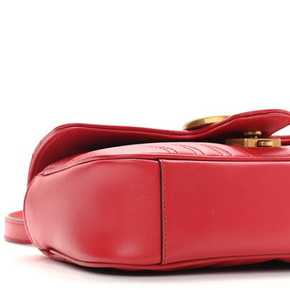 Gucci Calfskin Matelasse Mini GG Marmont Shoulder Bag Hibiscus Red 5 of 10