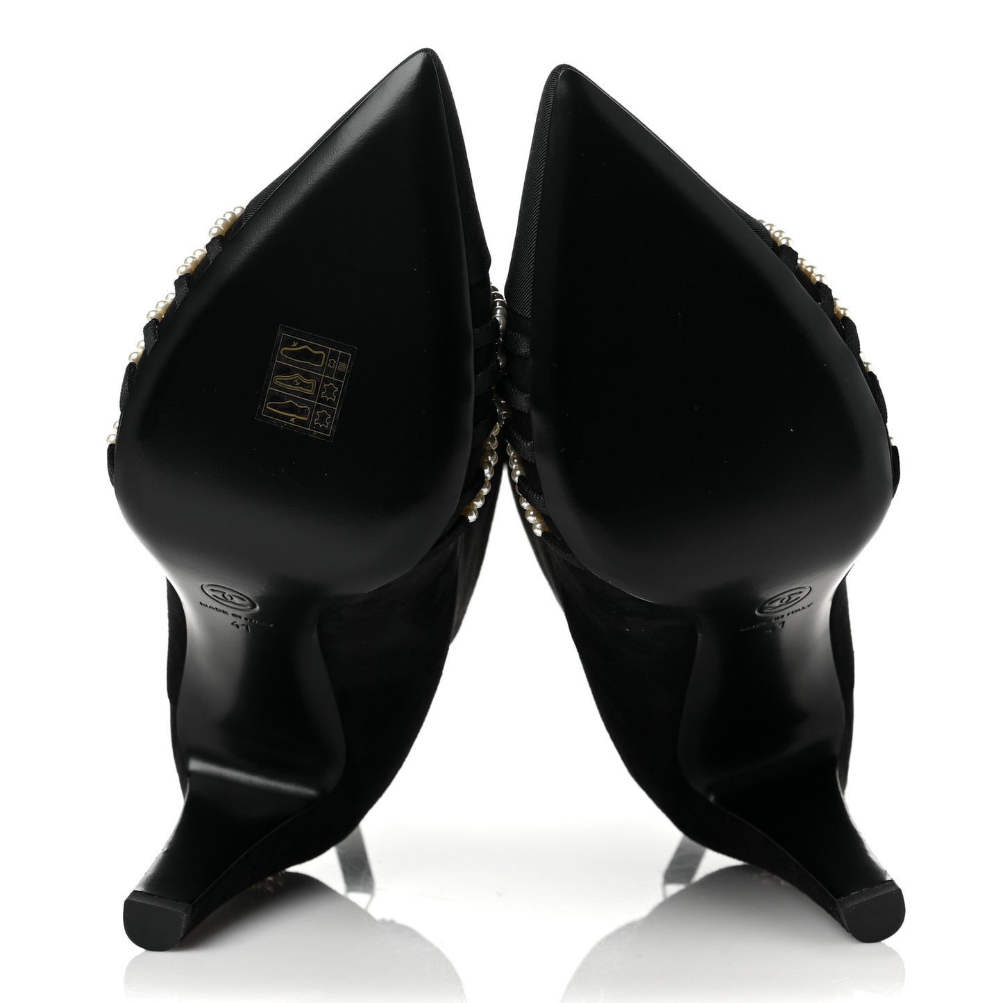 Suede Calfskin Pearl Cap Toe Short Boots 41 Black